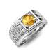 5 - Kellan 0.87 ct (6.50 mm) Citrine Geometric Square Side Design Solitaire Men Band 