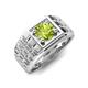 5 - Kellan 1.10 ct (6.50 mm) Peridot Geometric Square Side Design Solitaire Men Band 
