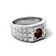 6 - Kellan 1.05 ct (6.50 mm) Red Garnet Geometric Square Side Design Solitaire Men Band 