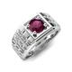5 - Kellan 1.00 ct (6.50 mm) Rhodolite Garnet Geometric Square Side Design Solitaire Men Band 