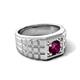 6 - Kellan 1.00 ct (6.50 mm) Rhodolite Garnet Geometric Square Side Design Solitaire Men Band 