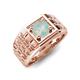 5 - Kellan 0.66 ct (6.50 mm) Opal Geometric Square Side Design Solitaire Men Band 