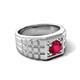 6 - Kellan 0.95 ct (6.00 mm) Ruby Geometric Square Side Design Solitaire Men Band 