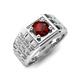 5 - Kellan 1.05 ct (6.50 mm) Red Garnet Geometric Square Side Design Solitaire Men Band 