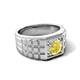 6 - Kellan 0.80 ct (6.00 mm) Yellow Diamond Geometric Square Side Design Solitaire Men Band 