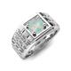 5 - Kellan 0.66 ct (6.50 mm) Opal Geometric Square Side Design Solitaire Men Band 