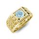 5 - Kellan 0.87 ct (6.50 mm) Aquamarine Geometric Square Side Design Solitaire Men Band 