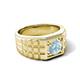6 - Kellan 0.87 ct (6.50 mm) Aquamarine Geometric Square Side Design Solitaire Men Band 