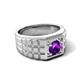 6 - Kellan 0.87 ct (6.50 mm) Amethyst Geometric Square Side Design Solitaire Men Band 