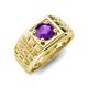 5 - Kellan 0.87 ct (6.50 mm) Amethyst Geometric Square Side Design Solitaire Men Band 