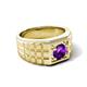 6 - Kellan 0.87 ct (6.50 mm) Amethyst Geometric Square Side Design Solitaire Men Band 