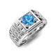 5 - Kellan 0.95 ct (6.50 mm) Blue Topaz Geometric Square Side Design Solitaire Men Band 