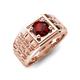 5 - Kellan 1.05 ct (6.50 mm) Red Garnet Geometric Square Side Design Solitaire Men Band 