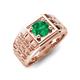 5 - Kellan 0.80 ct (6.00 mm) Emerald Geometric Square Side Design Solitaire Men Band 