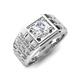 5 - Kellan 0.95 ct (6.00 mm) White Sapphire Geometric Square Side Design Solitaire Men Band 