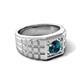 6 - Kellan 0.80 ct (6.00 mm) Blue Diamond Geometric Square Side Design Solitaire Men Band 