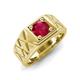 4 - Jabari 0.95 ct (6.00 mm) Ruby Criss Cross Design Shank Solitaire Men Band 