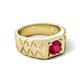 5 - Jabari 0.95 ct (6.00 mm) Ruby Criss Cross Design Shank Solitaire Men Band 