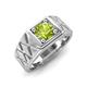 4 - Jabari 1.10 ct (6.50 mm) Peridot Criss Cross Design Shank Solitaire Men Band 