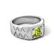5 - Jabari 1.10 ct (6.50 mm) Peridot Criss Cross Design Shank Solitaire Men Band 
