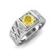 4 - Jabari 0.95 ct (6.00 mm) Yellow Sapphire Criss Cross Design Shank Solitaire Men Band 