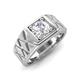 4 - Jabari 0.95 ct (6.00 mm) White Sapphire Criss Cross Design Shank Solitaire Men Band 
