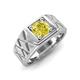 4 - Jabari 0.80 ct (6.00 mm) Yellow Diamond Criss Cross Design Shank Solitaire Men Band 