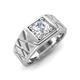 4 - Jabari 1.00 ct (6.50 mm) Moissanite Criss Cross Design Shank Solitaire Men Band 