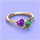 3 - Sasha Heart Shape Amethyst & Pear Shape Lab Created Alexandrite 2 Stone Duo Ring 
