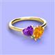 3 - Sasha Heart Shape Amethyst & Pear Shape Citrine 2 Stone Duo Ring 