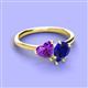 3 - Sasha Heart Shape Amethyst & Pear Shape Lab Created Blue Sapphire 2 Stone Duo Ring 