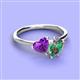3 - Sasha Heart Shape Amethyst & Pear Shape Lab Created Alexandrite 2 Stone Duo Ring 