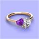 3 - Sasha GIA Certified Pear Shape Diamond & Heart Shape Amethyst 2 Stone Duo Ring 