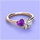 3 - Sasha Heart Shape Amethyst & Pear Shape Forever Brilliant Moissanite 2 Stone Duo Ring 