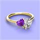 3 - Sasha Heart Shape Amethyst & Pear Shape Forever One Moissanite 2 Stone Duo Ring 