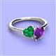 3 - Sasha Heart Shape Lab Created Emerald & Pear Shape Amethyst 2 Stone Duo Ring 