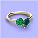 3 - Sasha Heart Shape Lab Created Emerald & Pear Shape London Blue Topaz 2 Stone Duo Ring 
