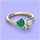 3 - Sasha GIA Certified Pear Shape Diamond & Heart Shape Lab Created Emerald 2 Stone Duo Ring 