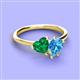 3 - Sasha Heart Shape Lab Created Emerald & Pear Shape Blue Topaz 2 Stone Duo Ring 