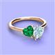 3 - Sasha Heart Shape Lab Created Emerald & Pear Shape Aquamarine 2 Stone Duo Ring 
