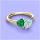 3 - Sasha Heart Shape Lab Created Emerald & Pear Shape Aquamarine 2 Stone Duo Ring 