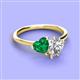 3 - Sasha Heart Shape Lab Created Emerald & Pear Shape Forever Brilliant Moissanite 2 Stone Duo Ring 