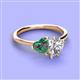 3 - Sasha GIA Certified Pear Shape Diamond & Heart Shape Lab Created Alexandrite 2 Stone Duo Ring 