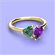 3 - Sasha Heart Shape Lab Created Alexandrite & Pear Shape Amethyst 2 Stone Duo Ring 