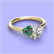 3 - Sasha Heart Shape Lab Created Alexandrite & Pear Shape Forever One Moissanite 2 Stone Duo Ring 