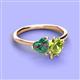 3 - Sasha Heart Shape Lab Created Alexandrite & Pear Shape Peridot 2 Stone Duo Ring 