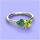 3 - Sasha Heart Shape Lab Created Alexandrite & Pear Shape Peridot 2 Stone Duo Ring 
