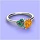 3 - Sasha Heart Shape Lab Created Alexandrite & Pear Shape Citrine 2 Stone Duo Ring 