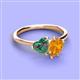 3 - Sasha Heart Shape Lab Created Alexandrite & Pear Shape Citrine 2 Stone Duo Ring 