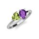 4 - Sasha Heart Shape Peridot & Pear Shape Amethyst 2 Stone Duo Ring 